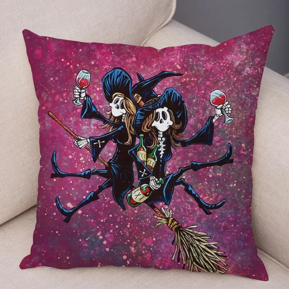 Милая мультяшная наволочка с красочным черепом, на подушку, для автомобиля, дивана, домашнего декора