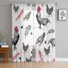 Rooster And Hens Sheer Window Curtains For Living Room Bedroom Modern Voile Tulle Curtains Fabric Drapes For Kitchen