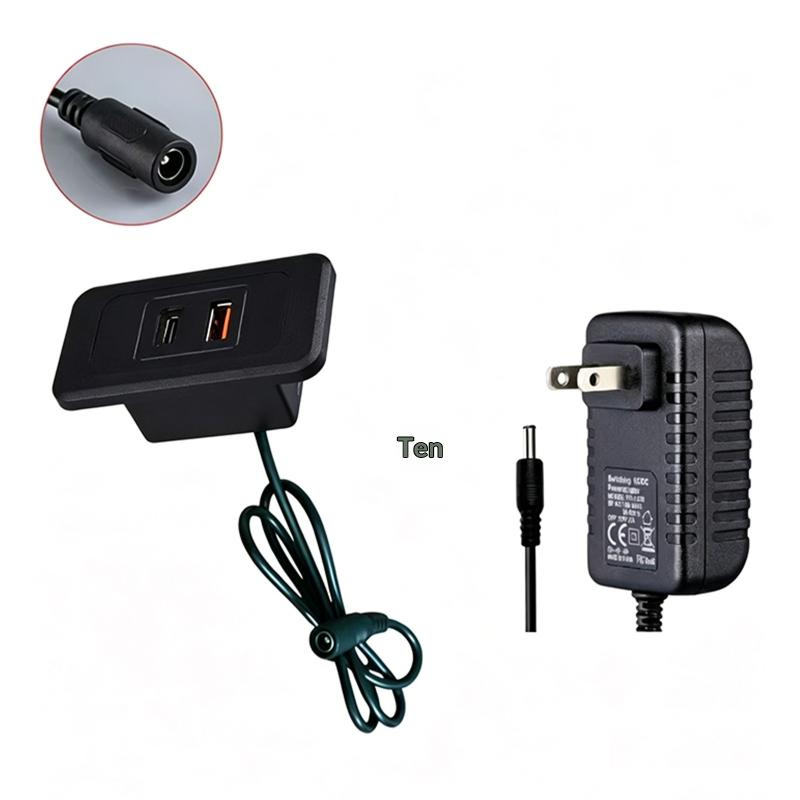Настольный встроенный адаптер питания с 2 портами, зарядная станция USB Type C, универсальное быстрое зарядное устройство для студенческого общежития, для использования на рабочем столе