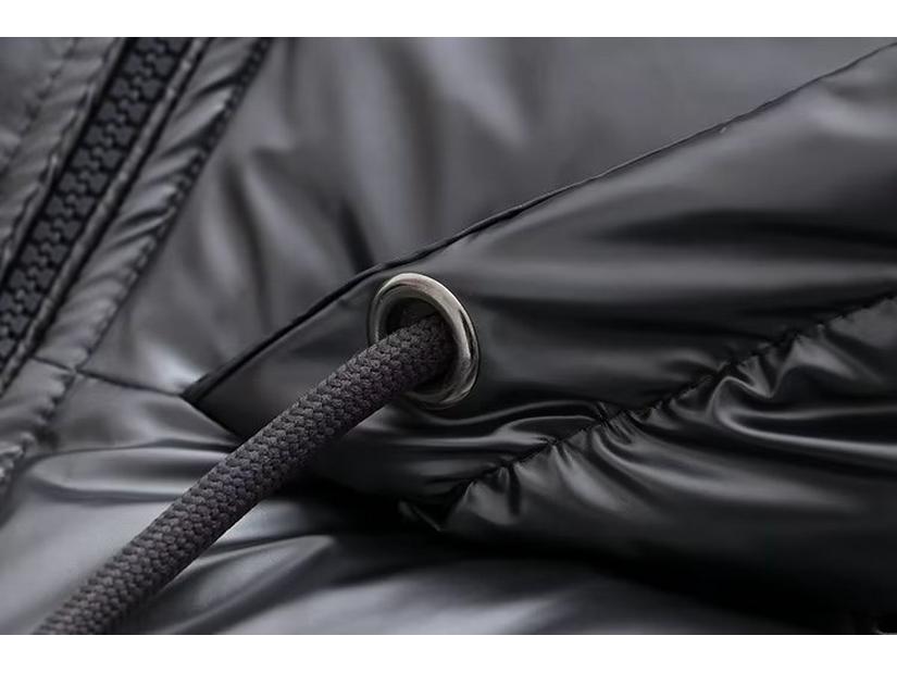 Женская серебристая атласная куртка с капюшоном 2023 года - европейско-американский стиль осень/зима