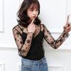 Women's Korean Style Sheer Black Mesh Long Sleeve Top