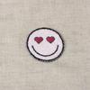 Patch - Mono Quick - Peace Smiley Heart - 3cm X 4.5cm - White - Clothing Customization