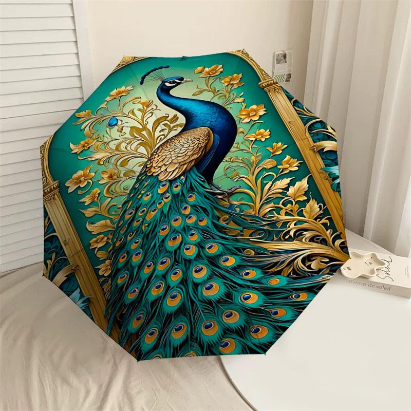 1PC peacock, floral Automatic Open/Close Umbrella Compact Folding Umbrella with 8-Rib Shaft lightweight esign, Fashion Lovers1239A