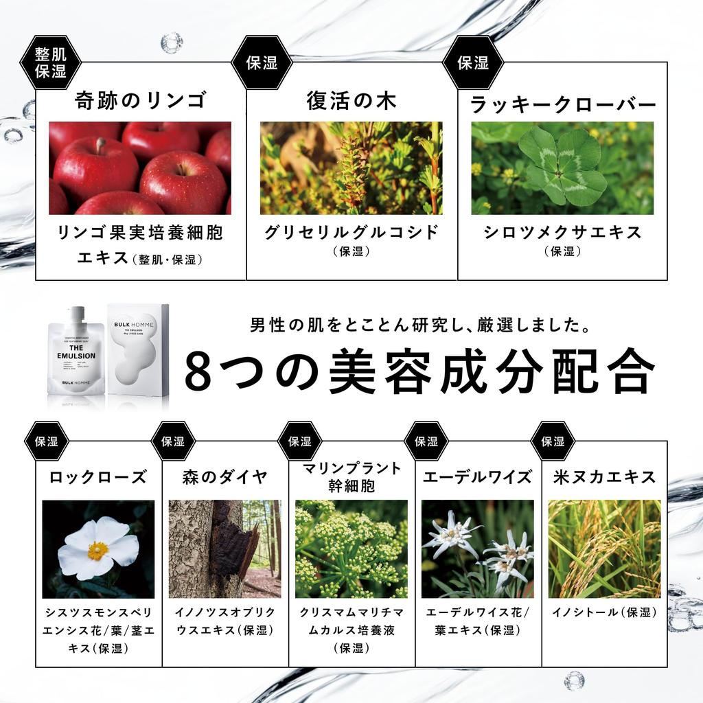 Bulk Homme Emulsion 80 г Набор из 2 увлажняющих кремов для ухода за кожей Эмульсия для сухой грубой чувствительной жирной кожи [Обновление] Мужская кожа, Кожа, Кожа,