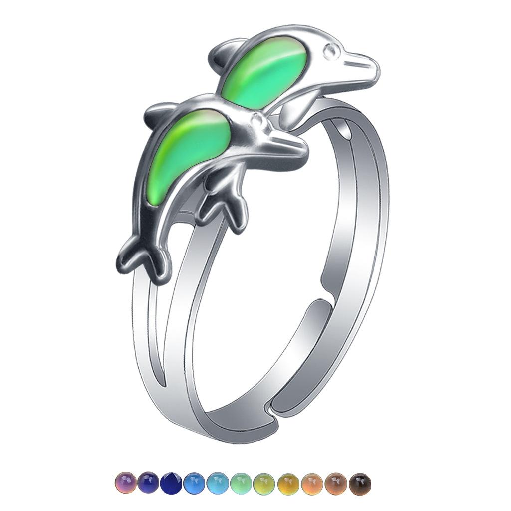 1Pcs Fashion Ring Simple Children's Princess Cartoon Cute Animal Temperature Change Ring