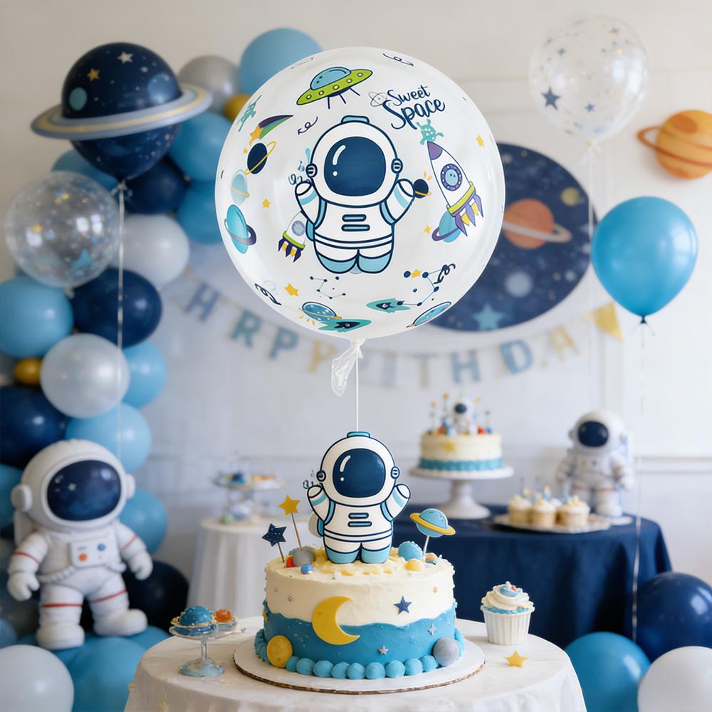 18inch Large Flat Printed Space Balloons, Suitable for Birthday Parties, Space-Themed Party Decorations
