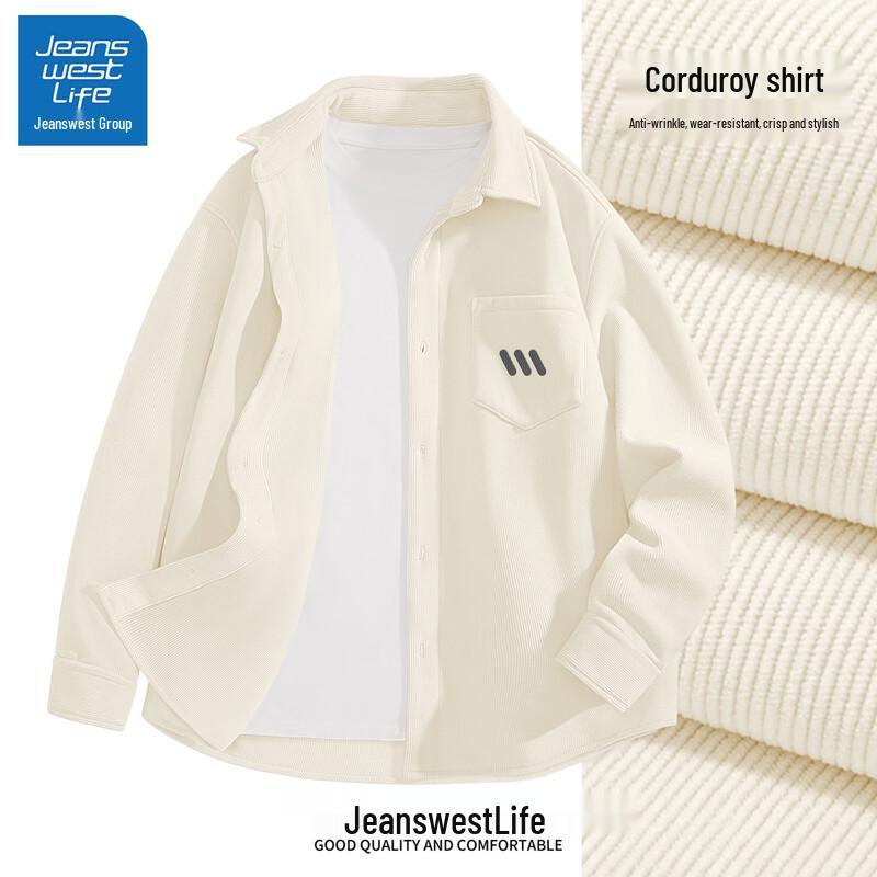 Мужская вельветовая рубашка с лацканами и длинным рукавом JEANSWEST LIFE
