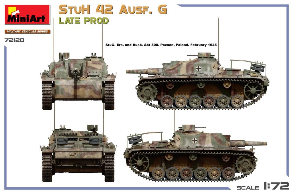 Miniart StuH 42 G Поздний выпуск Пластиковая модель MA72120 1/72 Ausf. (танк)