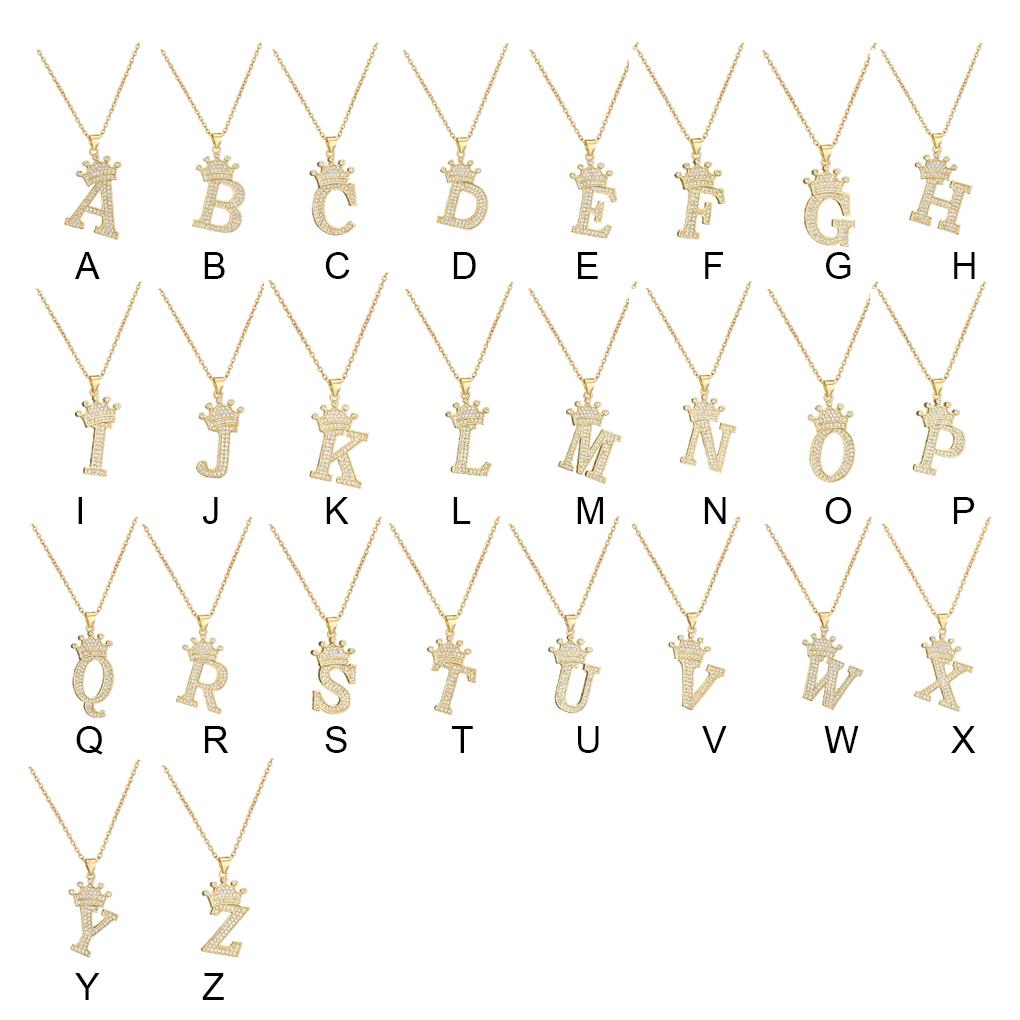 InitialNecklacePendantEnglish Letter A to Z Name Crystal Gold Charm Modern Birthday Valentine's Day Gifts