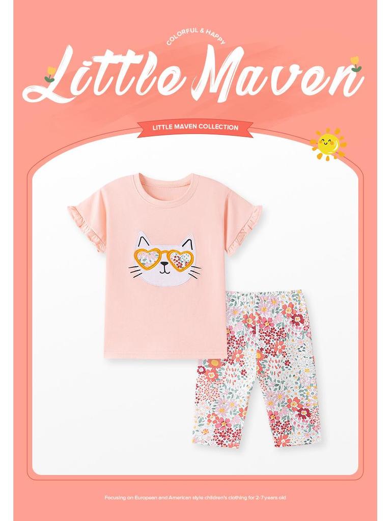 Летние милые детские комплекты Little Maven для девочек - Европейская и американская детская одежда