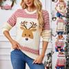 Женский рождественский свитер Осень и зима Рождественский свитер с лосем Лось Модный Теплый Трикотажный пуловер с круглым вырезом