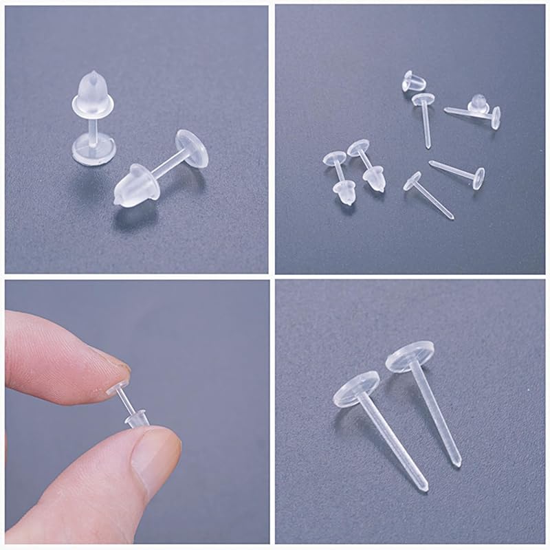 [Geeloa] secret earrings transparent earrings Medical resin earrings [10 earrings + 10 catches] Leave it on cartilage piercing Compatible with metal