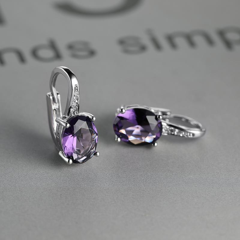 Модные серьги-крючки овальной огранки цвета морской волны, белые, синие, фиолетовые, зеленые, красные, с кристаллами, серьги-крючки с камнем, висячие серьги с CZ