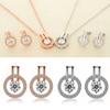 Женский циркон круглый кулон колье-цепочка серьги свадебный комплект украшений