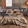 Solid Color Simulation Silk Bedding Bed Sheet Quilt Cover Pillowcase 4-piece Set