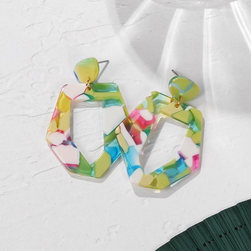 Новые корейские серьги-гвоздики для женщин, зеленые, симпатичные, геометрические, подвесные серьги-капли, Brincos, новая мода