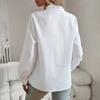 Женская кардиганная рубашка с рюшами и длинным рукавом, однотонная блузка, элегантный топ