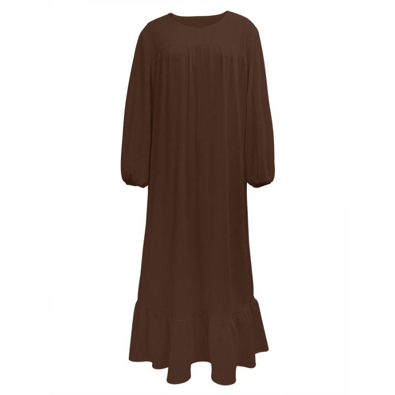 Женское весенне-осеннее модное винтажное длинное платье с длинными рукавами и оборками по подолу