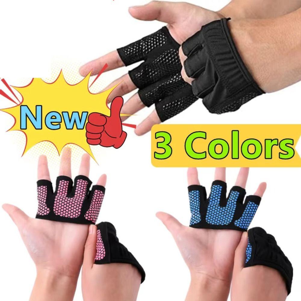 1 pair Anti-slip Gym Half Finger Gloves Anti-lost Fitness Gloves Cycling Gloves Exercise