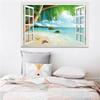 57*90cm 3D Beach Gull Balloon False Window Wall Painting Living Room Bedroom Removable Wall Sticker Hoom Decor