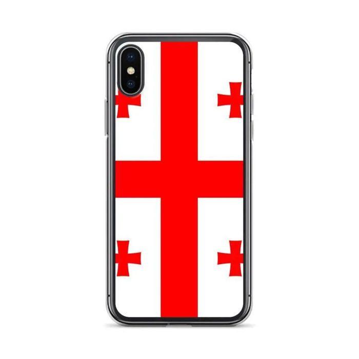Coque iPhone - Drapeau Géorgie - Souple - Protection Complète - Multicolore - Compatible iPhone X