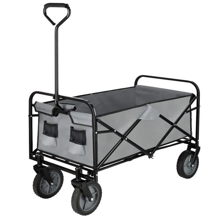 Chariot de transport pliable - SPRINGOS - Gris - Charge max 80 kg - 4 roues - Dimensions 54x65x90 cm