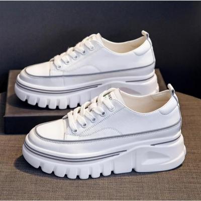 Кроссовки женские на высокой платформе из натуральной кожи для молодежи, 6,5 см, высокие туфли для девушек, женские весенние туфли на толстой подошве