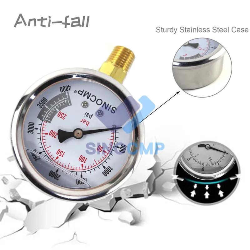 1pc Hydraulic Gauge 25mpa/0-250bar/0-4000psi For Pump Compressor Hydraulic Presses Machinery
