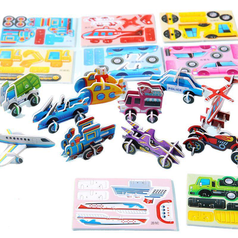 30Pcs 3D Cartoon Car Paper Jigsaw Puzzle Construction Truck Toys Kids Birthday Party Favors Gift for Guests Goodie Pinata Filler