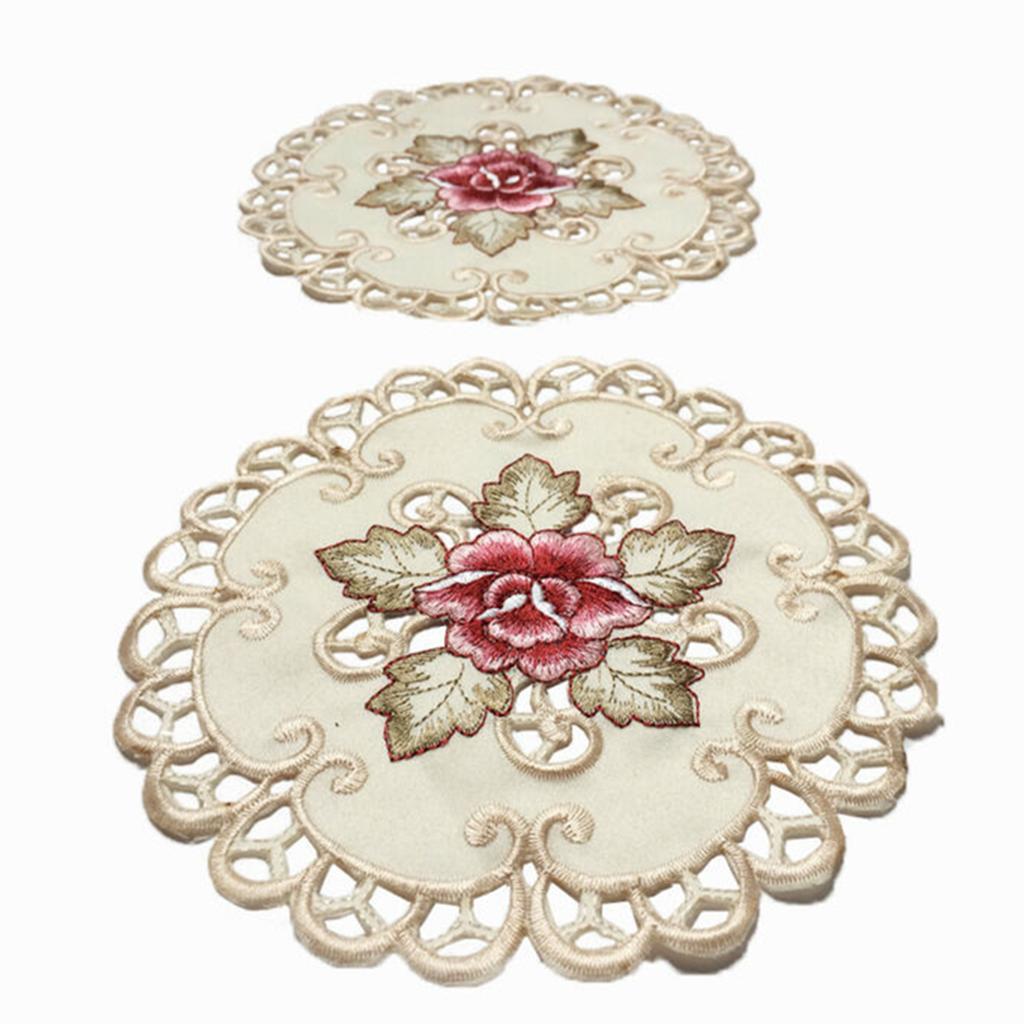 Dining Table Place Mat Kitchen Embroidered Floral Lace Doily Placemat Home Decor