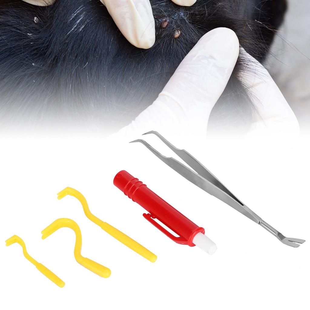 5PcsCelsiusSet Pet Louse Lice Clamp Flea Clip Removal Tool Kit Ticks Remover for Dog Cat