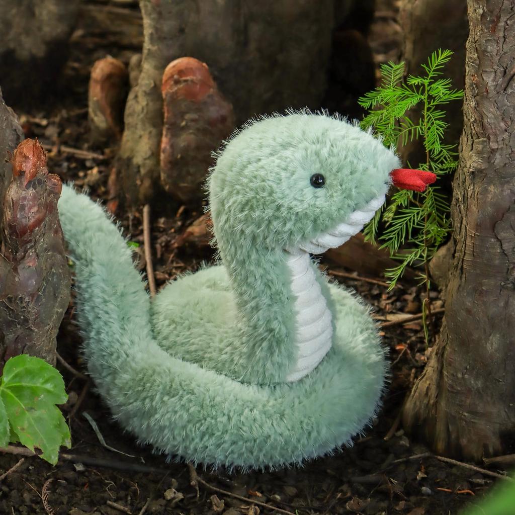 Apricot Lamb Green Wild Snake Plush Toy for Soft and Fluffy Green Wild Snake for Girls and 25cm Kids, Cute, Boys,