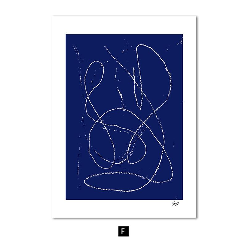 Современный минималистский синий блок холст картина абстрактная линия плакат настенная художественная печать для гостиной домашние декоративные фотографии