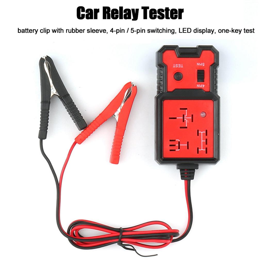Portable 12V Car Relay Tester 4-Pin 5-Pin LED Display Diagnostic Tools for Auto Repairing