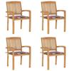 VidaXL Stackable Garden Chairs with Cushions 4 Pcs Solid Teak