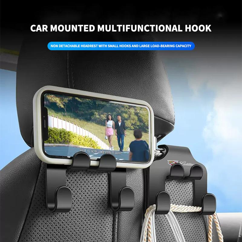 1/2Pcs Multifunction Car Logo Seat Headrest Hook For Cadillac Emblem ESCALADE ATS BLS CT4 CT6 SRX STS XT4 XT5 SLR XT6 XTS