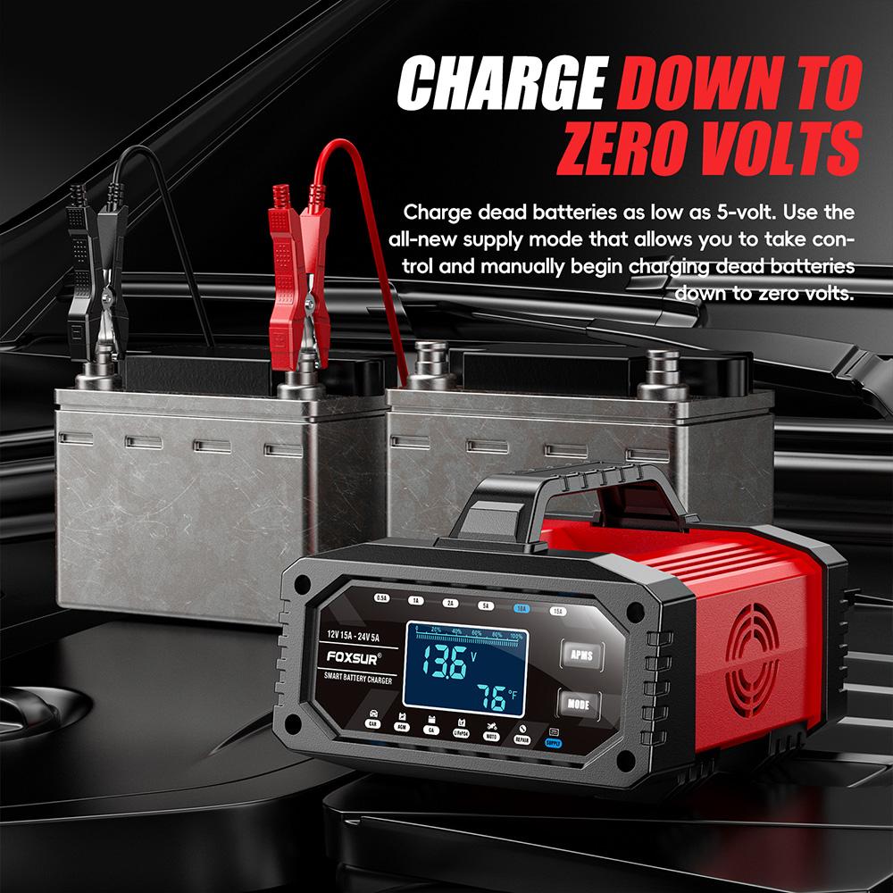 Full Automatic Car Battery Charger 12V/24V Intelligent LCD Display Protect Quick Charger Multiple Protections