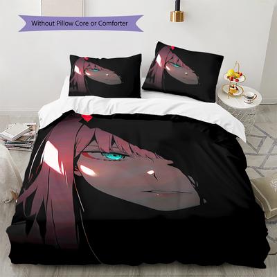 Постельное белье DARLING in the FRANXX с рисунком Зеро Ту, Комплект с одеялом, Пододеяльник, Наволочка, Домашний подарок на день рождения (1 пододеяльник + 2 наволочки, без наполнителя)
