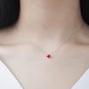 Серебро 925 Пробы Маленький Прекрасный Красный Эмалированный Кулон-Сердце Ожерелье для Женщин Заявление Тонкое Вечеринка День Рождения Ювелирное Изделие Подарок Ожерелье