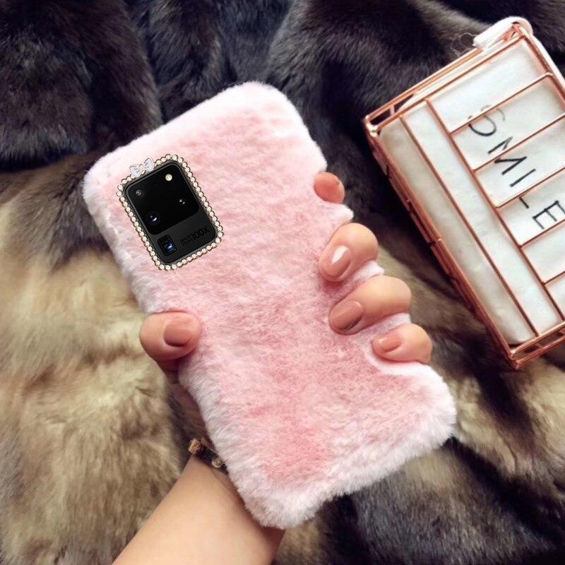 Силиконовый плюшевый чехол с милым пушистым кроликом для Samsung Galaxy A11 A21 A31 A41 A51 A71 A21S S20 FE Note 9 10 20 Lite Plus Ultra