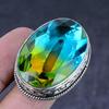 Natural Bi-Color Tourmaline Gemstone Handmade 925 Steling Silver Ring S.8 w5C40