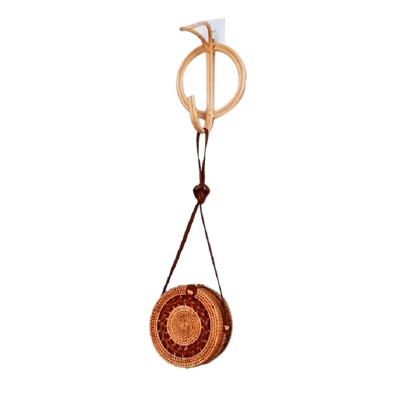 Natural Rattan Clothes Hook Retro Clothes Hanger Simple Homestay Storage Organizer Bedroom Closets Decorative Storage Hook