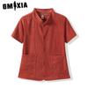 Ladies Young and Middle-aged Short Sleeved Stand Collar All Over The Shoulder Loose Corduroy Mother Vest Girl