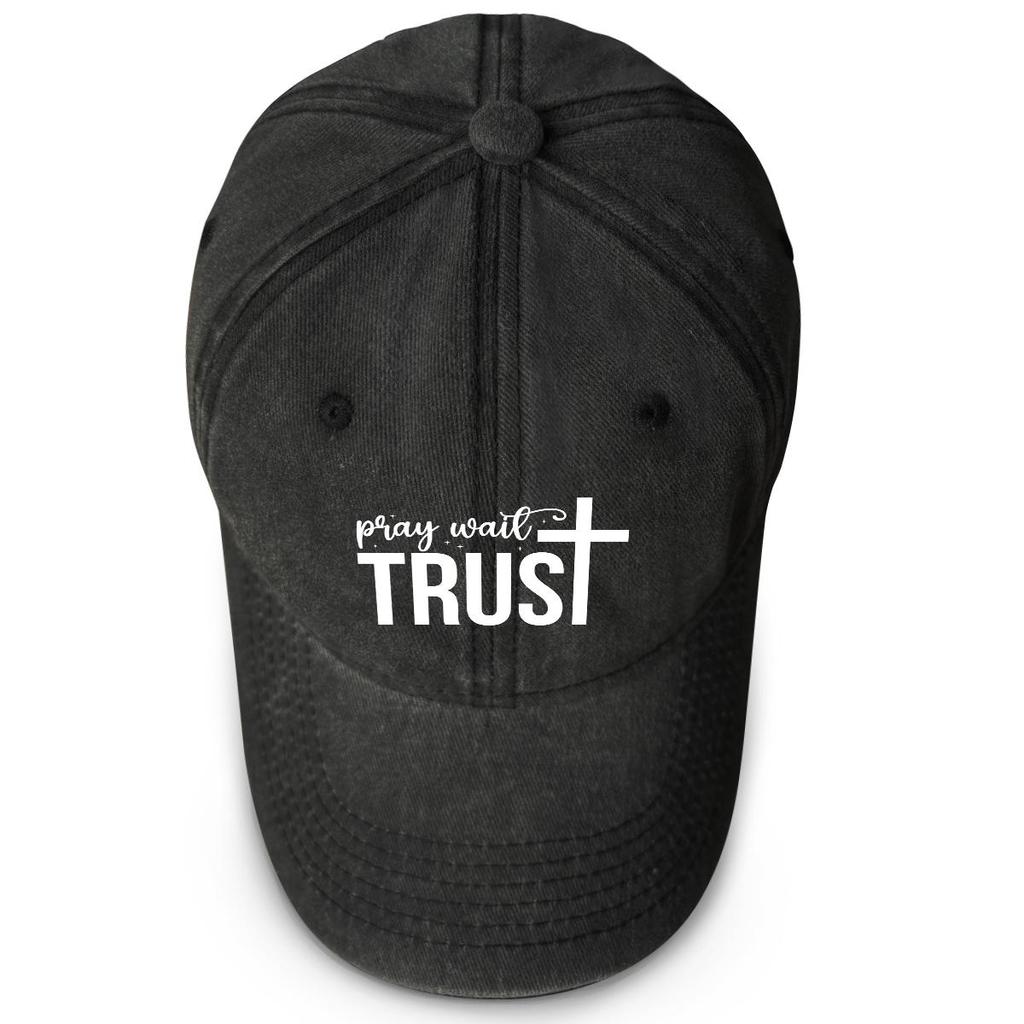 "TRUST" Бейсболка-снепбэк с принтом креста, Спортивная кепка, Простая, Повседневная, Однотонная, Посадка, Регулируемая, Кепка от солнца