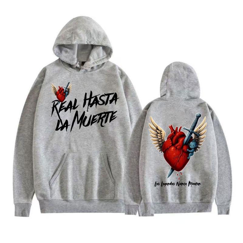 Anuel AA Rhlm 2 Real Hasta La Muerte Худи с сердцем Мужские Женские Мода Ретро Жилет-толстовка Повседневная Толстовка из флиса Оверсайз