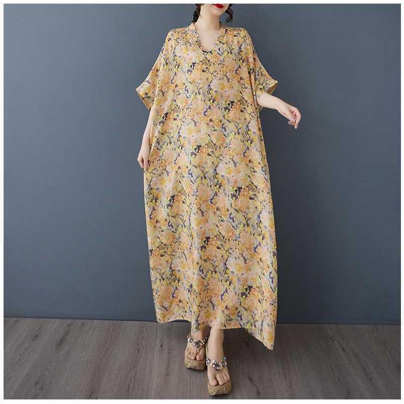 Женское винтажное длинное платье с узорами из хлопка и льна