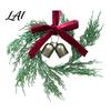 Christmas Tree Hanging Ornaments Bell Ornament Metal Jingle Decoration with Pine Cones Handmade Holiday Wreath Decor Berries Velvet Bow for