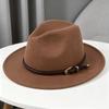 With Belt Buckle Panama Cap Vintage Cowboy Cap Fashion Rancher Hat  for Men Women