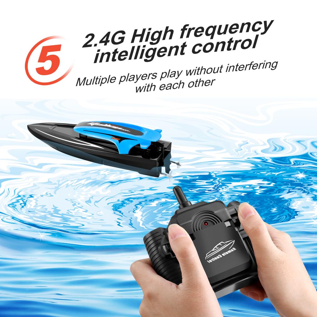 Лодка с дистанционным управлением, 2,4G, 20 км/ч, высокоскоростная водонепроницаемая скоростная лодка с дистанционным управлением и светодиодными фонарями
