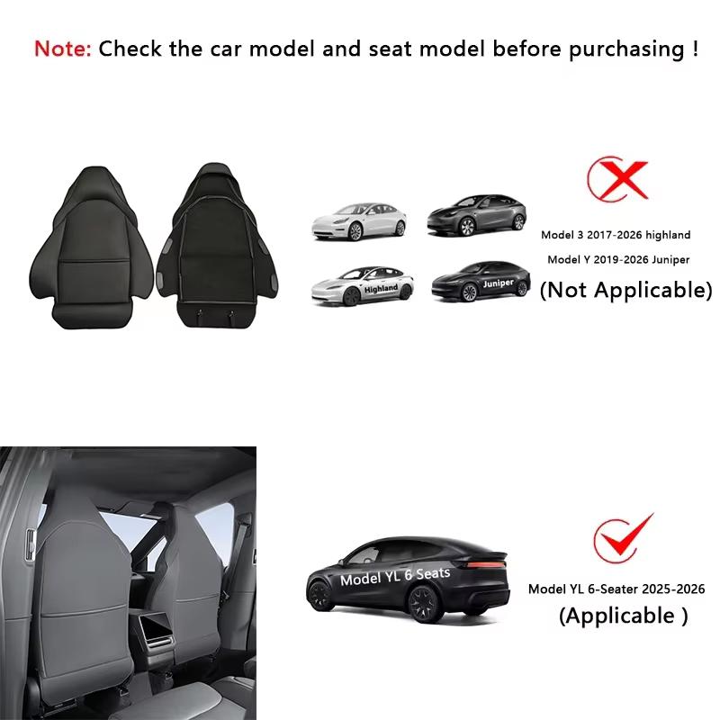 Car Seat Backrest Anti Kick Pad For Tesla Model 3/Y/YL Six Seats 2026 Leather Full Surround Seat Back Anti Scratch Protector Mat